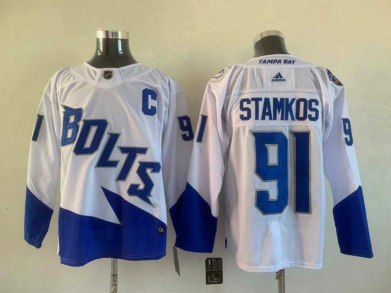 Men's Tampa Bay Lightning Steven Stamkos #91 White Home Breakaway Jersey